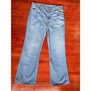 Vintage 70’s Lee Light Wash Wide Leg Flare Denim Jeans Medium 34X31 Hippie Boho